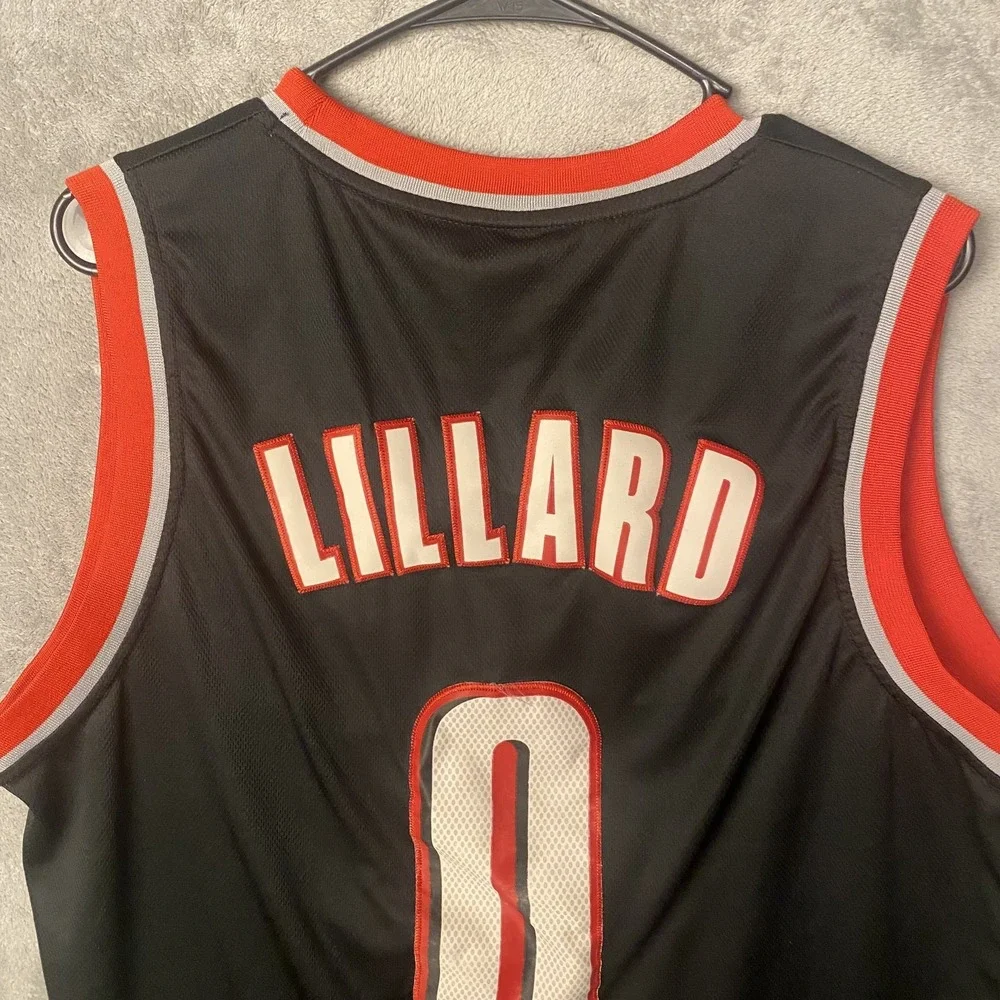 Adidas Men's Large Lillard Portland Jersey Black Red NBA